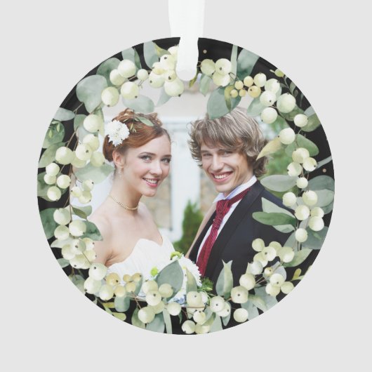 Snowberries - Unser Erster Weihnachtsmann & Foto Ornament (Rückseite)