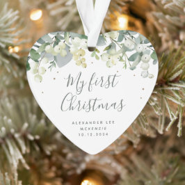Snowberry Baby's First Christmas Foto Heart Ornament