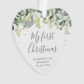 Snowberry Baby's First Christmas Foto Heart Ornament (Vorderseite)