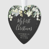 Snowberry Baby's First Christmas Foto Heart Ornament (Vorderseite)