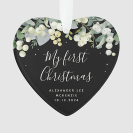Snowberry Baby's First Christmas Foto Heart Ornament