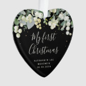 Snowberry Baby's First Christmas Foto Heart Ornament (Vorderseite)