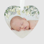 Snowberry Baby's First Christmas Foto Heart Ornament (Rückseite)