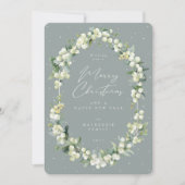 Snowberry+Eukalyptus Botanischer Rahmen Weihnachte Feiertagskarte (Vorderseite)