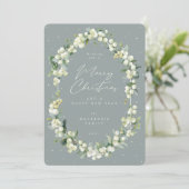 Snowberry+Eukalyptus Botanischer Rahmen Weihnachte Feiertagskarte (Stehend Vorderseite)