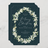 Snowberry+Eukalyptus Botanischer Rahmen Weihnachte Feiertagskarte (Vorne/Hinten)