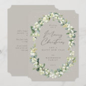 Snowberry+Eukalyptus Botanischer Rahmen Weihnachte Feiertagskarte (Vorne/Hinten)