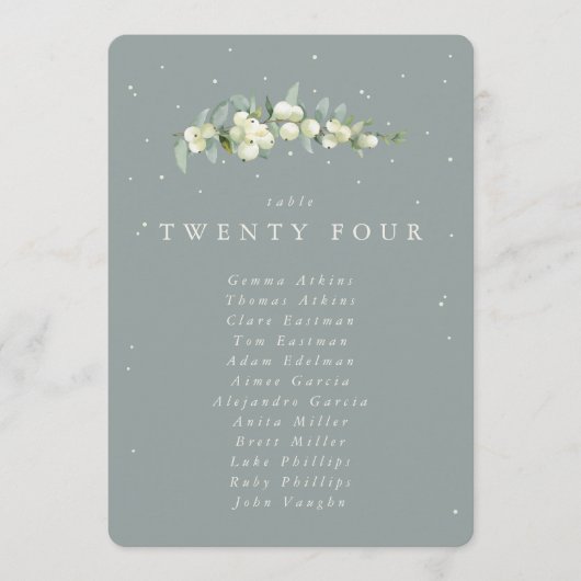 Snowberry+Eukalyptus Tischnummer Sitzkarte (Vorderseite)