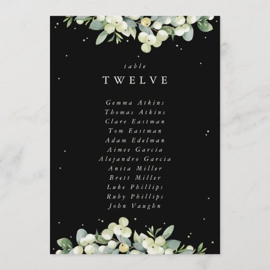 Snowberry+Eukalyptus Tischnummer Sitzkarte (Rückseite)