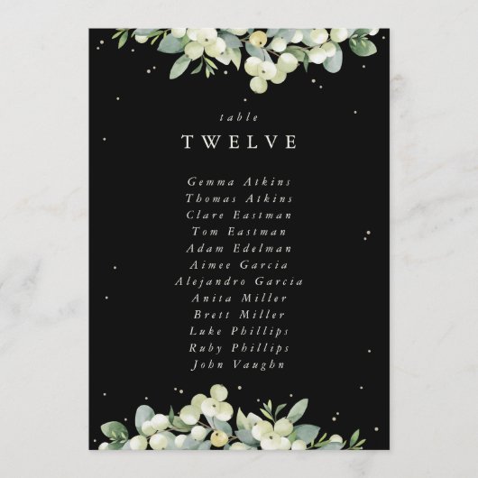 Snowberry+Eukalyptus Tischnummer Sitzkarte (Vorderseite)