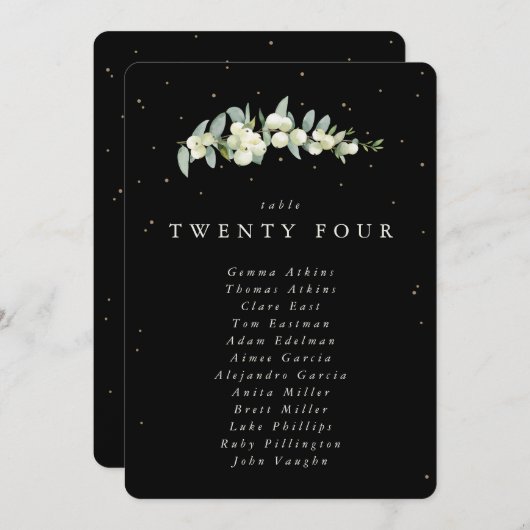 Snowberry+Eukalyptus Tischnummer Sitzkarte (Vorne/Hinten)