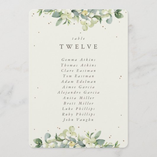 Snowberry+Eukalyptus Tischnummer Sitzkarte (Vorderseite)