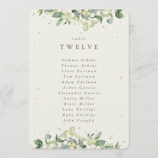 Snowberry+Eukalyptus Tischnummer Sitzkarte (Rückseite)