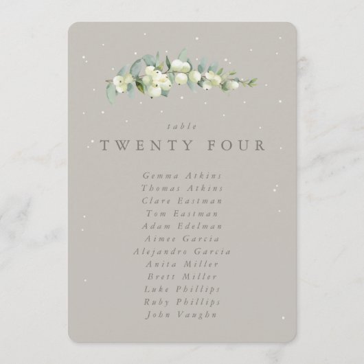 Snowberry+Eukalyptus Tischnummer Sitzkarte (Vorderseite)