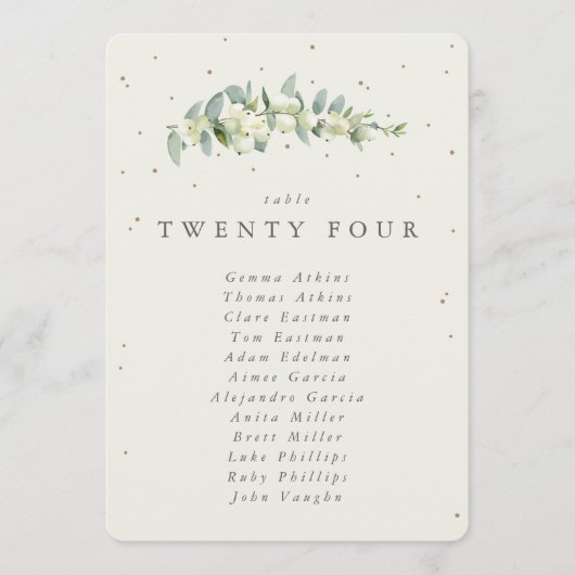 Snowberry+Eukalyptus Tischnummer Sitzkarte (Vorderseite)