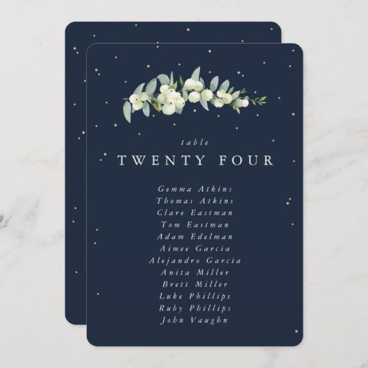 Snowberry+Eukalyptus Tischnummer Sitzkarte (Vorne/Hinten)