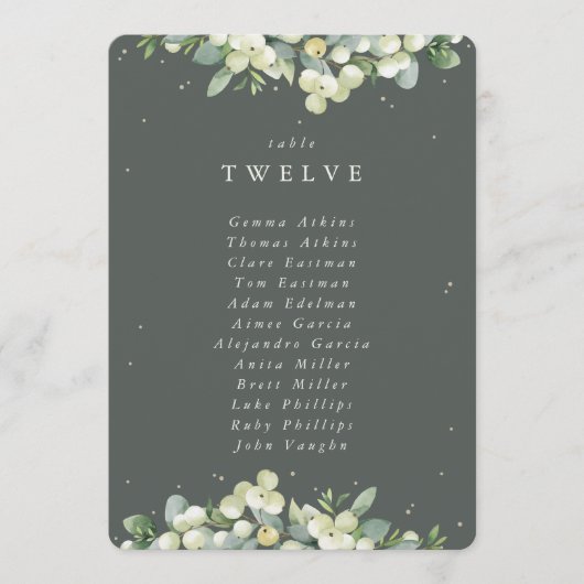 Snowberry+Eukalyptus Tischnummer Sitzkarte (Vorderseite)