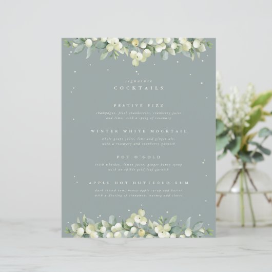 Snowberry + Eukalyptus Wedding Drinks/Bar (Stehend Vorderseite)