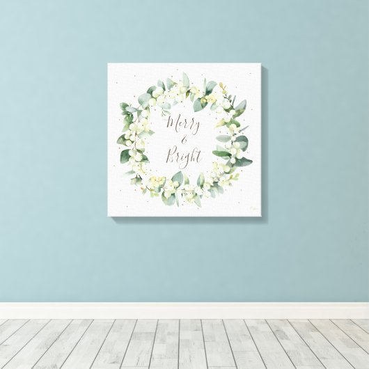 Snowberry+Eukalyptus Weihnachtsfeier Leinwanddruck (Insitu (Holzboden))