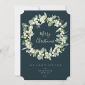 Snowberry + Eukalyptus Weihnachtsschrei Nicht-Foto Feiertagskarte (Vorderseite)