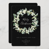 Snowberry + Eukalyptus Weihnachtsschrei Nicht-Foto Feiertagskarte (Vorne/Hinten)