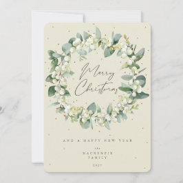 Snowberry + Eukalyptus Weihnachtsschrei Nicht-Foto Feiertagskarte