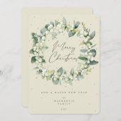 Snowberry + Eukalyptus Weihnachtsschrei Nicht-Foto Feiertagskarte (Vorne/Hinten)