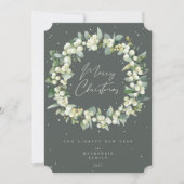 Snowberry + Eukalyptus Weihnachtsschrei Nicht-Foto Feiertagskarte (Vorderseite)