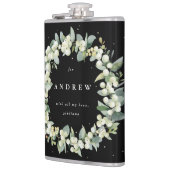 Snowberry & Eukalyptus Wreath Personalisierte Hoch Flachmann (Links)