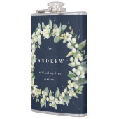 Snowberry & Eukalyptus Wreath Personalisierte Hoch Flachmann (Links)