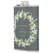 Snowberry & Eukalyptus Wreath Personalisierte Hoch Flachmann (Links)