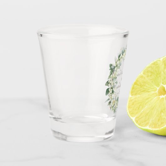 Snowberry & Eukalyptus Wreath Personalisierte Hoch Schnapsglas (Links)