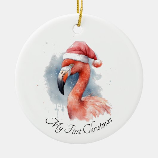 Snowbird Flamingo, Brauch Keramik Ornament (Vorne)