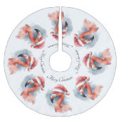 Snowbird Flamingo, Brauch Polyester Weihnachtsbaumdecke (Vorderseite)