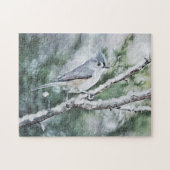 Snowbird Tufted Titmouse Bird Art Puzzle (Horizontal)