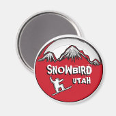 Snowbird Utah roter Snowboardmagnet Magnet (Vorderseite/Rückseite)