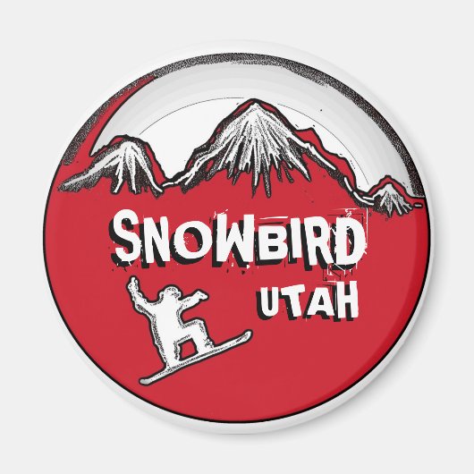 Snowbird Utah roter Snowboardmagnet Magnet (Vorne)