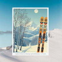 Snowbird Utah Skiurlaub Retro Postkarte
