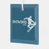 Snowbird Utah Snowboarder Ornament Aus Glas (Vorderseite links)