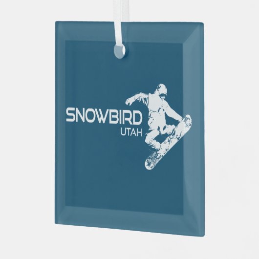 Snowbird Utah Snowboarder Ornament Aus Glas (Vorderseite links)