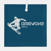 Snowbird Utah Snowboarder Ornament Aus Glas (Rückseite)