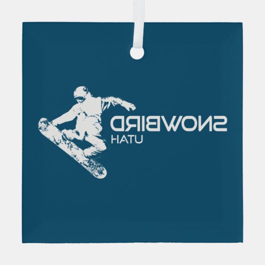 Snowbird Utah Snowboarder Ornament Aus Glas (Rückseite)