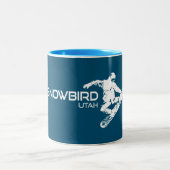 Snowbird Utah Snowboarder Zweifarbige Tasse (Mittel)