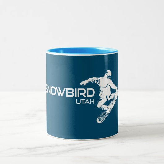 Snowbird Utah Snowboarder Zweifarbige Tasse (Mittel)