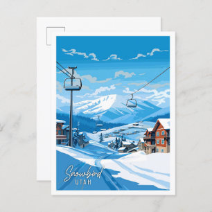 Snowbird Utah USA Vintage Reise Illustration Postkarte