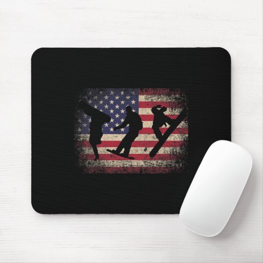 Snowboard 4. Juli Geschenk Amerikanische Flagge -  Mousepad (Mit Mouse)