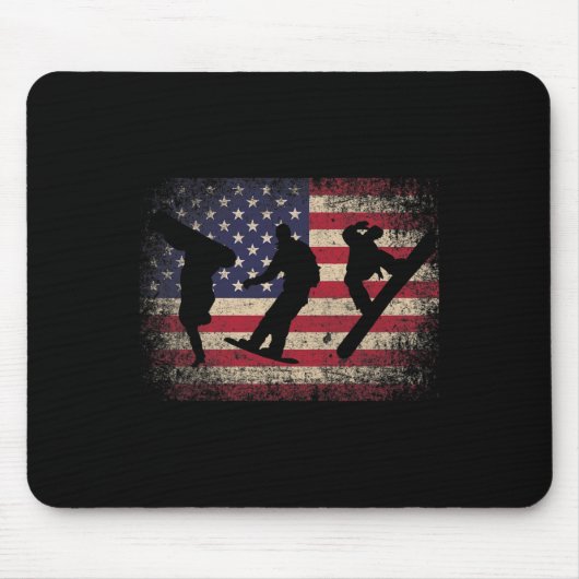 Snowboard 4. Juli Geschenk Amerikanische Flagge -  Mousepad (Vorne)