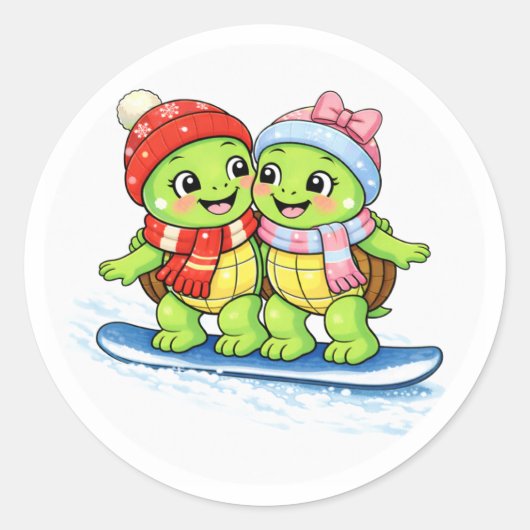 Snowboard-Abenteuer Runder Aufkleber (Vorderseite)
