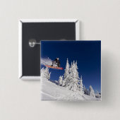 Snowboard-Action im Whitefish Mountain Resort Button (Vorne & Hinten)