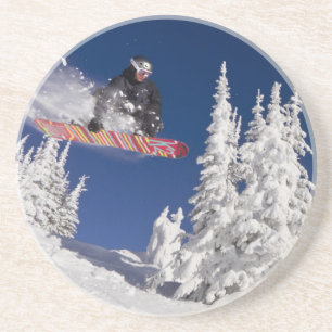 Snowboard-Action im Whitefish Mountain Resort Sandstein Untersetzer